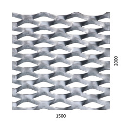 Ťahokov Fe kosoštvorcové oko: 62x25mm, mostík: 9mm (1500x2000x1,5mm)perforácia 28% Ťahokov Fe kosoštvorcové oko: 62x25mm, mostík: 9mm (1500x2000x1,5mm)perforácia 28%